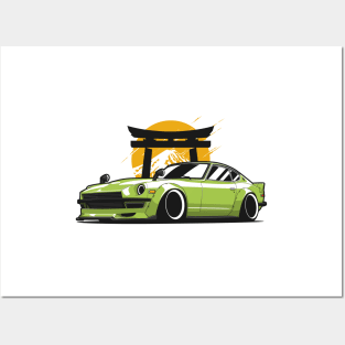 Green 280z Mountain Posters and Art